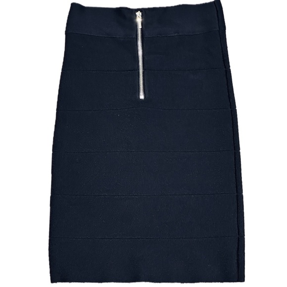 👗🖤 BEBE Black Bandage Bodycon Pencil Mini Skirt | XS‎ | Exposed Zipper - Picture 1 of 5